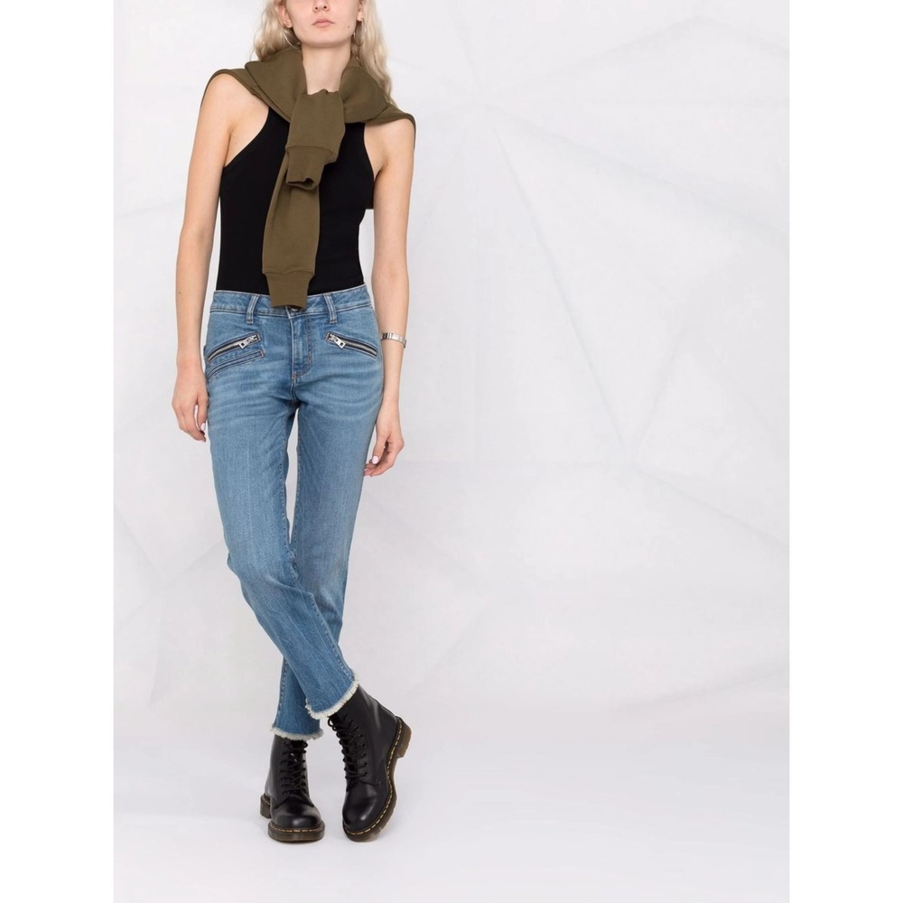 Zadig & Voltaire Ava Denim Jeans Women's Size 24 slim cut cropped Blue Zippers